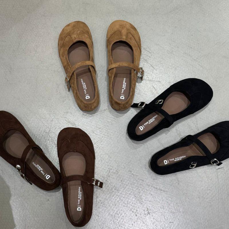 Fashion New Style Women's Autumn Women Flat Shoes Fashion Round Toe Ladie Ballerinas Shoes Soft Flat Heel Outdoor Casual Mary Jane Shoes