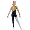 Girls Gymnastics Leotard Sparkly Rhinestone Invisible Zipper Printed Full Length Skating Jumpsuit