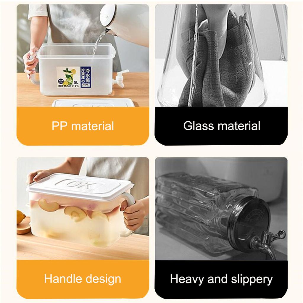 5L Drink Dispenser High Capacity Leakage Proof Beverage Dispenser with Spigot for Fridge Party