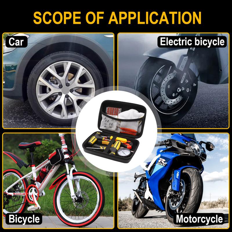 Car Tire Repair Tool Tire Repair Kit Studding Tool Set With EVA Storage Case Auto Bike Puncture Plug Garage Needle Nose Pliers