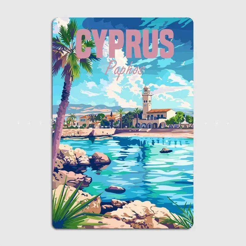 

Cyprus Paphos Travel Scenic Spot Vintage Poster Metal Sign Kitchen Wall Art Decor Garage Room Decor Tin Home Decor 20x30cm（7.8x11.8inch）
