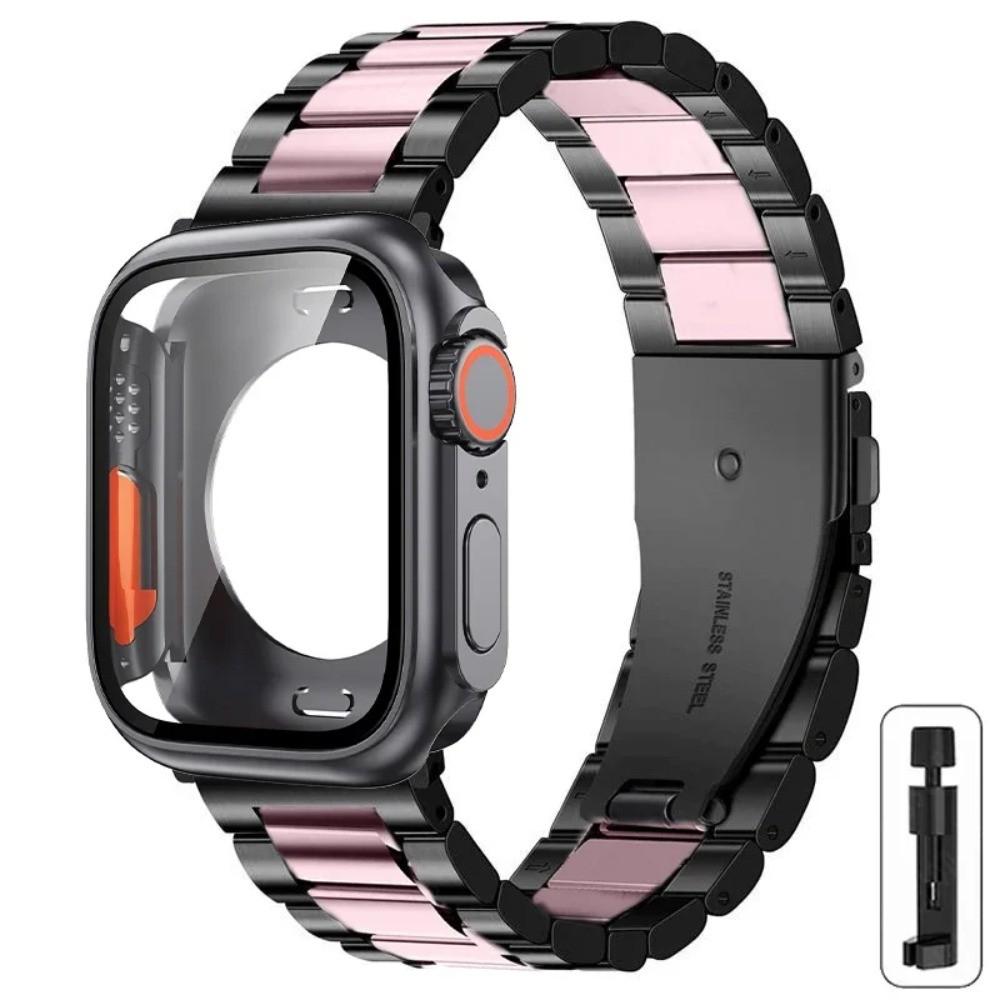Strap+Case for Apple Watch 11 10 42mm 46mm 9 8 7 41mm 45mm Metal Band PC Case For  iWatch Series 6 5 4 SE 40mm 44mm Watchband
