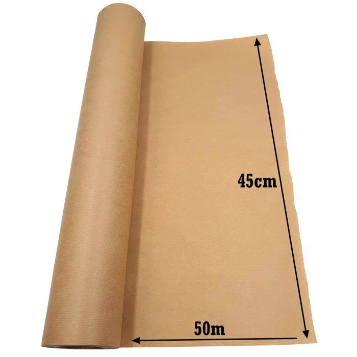 Papier kraft - AIMOONSA - 44 cm x 50 m - Marron - Écologique - Rouleau d'emballage