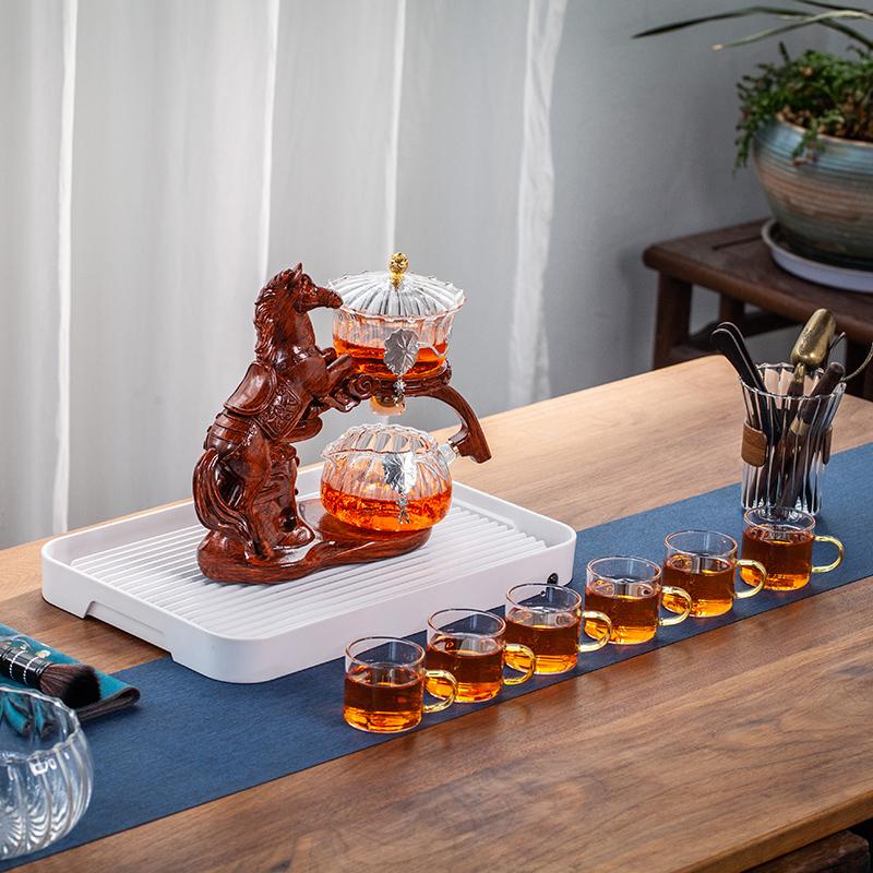 Creative Horse Teapot Full Automatic Glass Teapot Infuser Magnetic Water Diversion Heat-resistant Kungfu Tea Drinking Tea Set