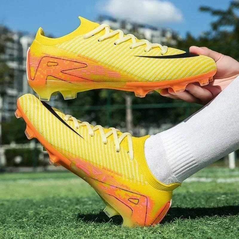 New Men Sport Soccer ShoesProfessional Boys Football Boots Outdoor Adult Long Spikes Non Slip Cleats Grass Training Shoes