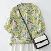 DIMANAF 2026 Plus Size Summer Women Blouse Shirts Oversize Loose Casual Fashion Print Floral Lady Tunic Tops Beach Buttons