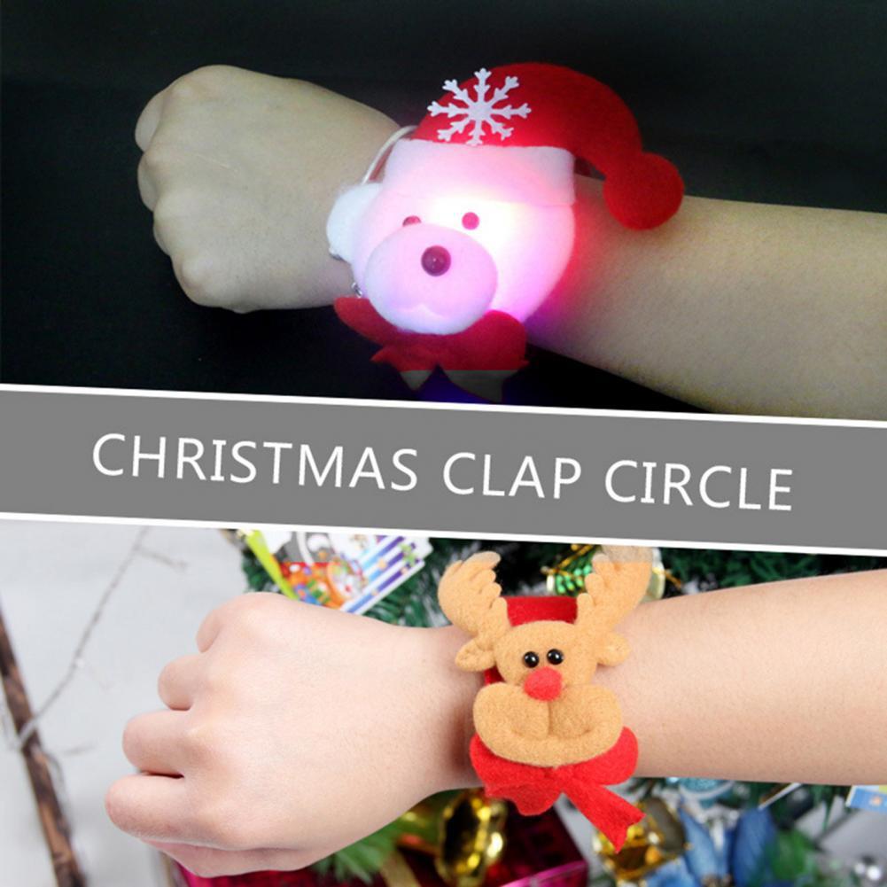 Glowing Christmas Bracelets Circle Wrist Bands Light Up Wristbands for Xmas Party Decoration Elk Wrist Band