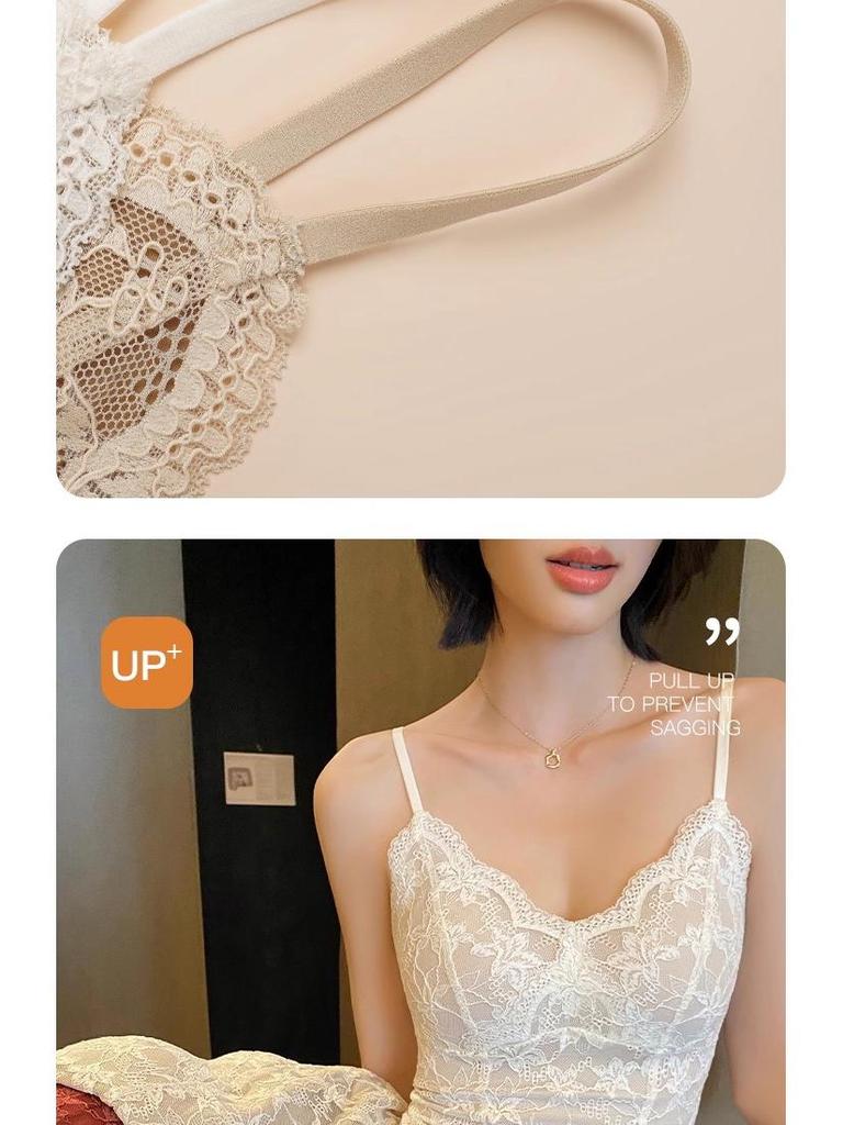 Women's Fleece-Lined Lace Camisole Vest - Warm Padded Layer for Autumn/Winter