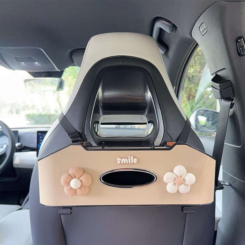 Aufbewahrungsbox für die Rücksitzlehne mit Taschentuchhalter & Getränkehalter - Multifunktionaler Organizer