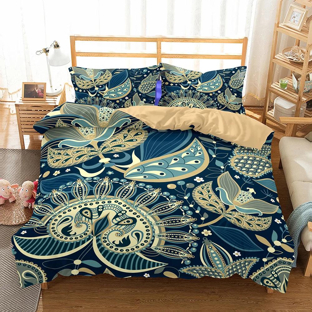 Western 3 Pcs Soft Duvet Cover Sets Bohemian Beding 28x28 Egyptian Hot Boho Bedrom Bedclothes Single Double Bed Linen Set Pilowcase