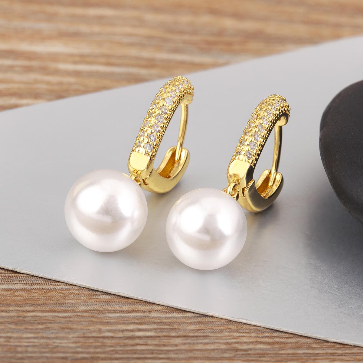 

Nidin New Fashion Pearl Cubic Zirconia Light Luxury Drop Earrings For Women Female Engagement Wedding Party Ear Jewelry Gifts