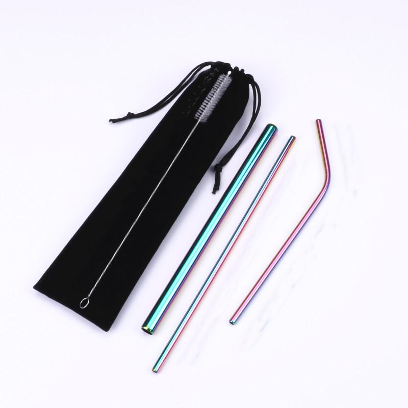 7 Pcs/set Reusable Drinking Straw High Quality 304 Stainless Steel Metal Straw with Cleaner Brush for Mugs Water Dispenser