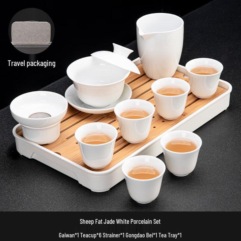 Mutton-Fat Jade White Ceramic Gongfu Tea Set