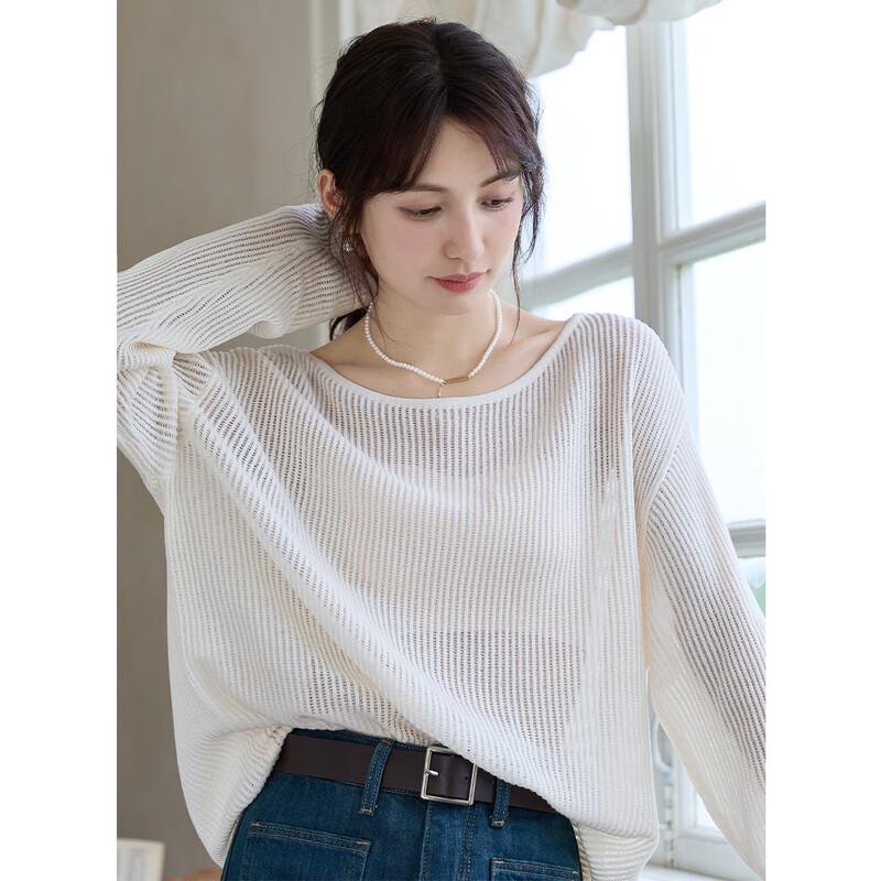 ITISF4 Women's Spring Loose Knit Round Neck Top