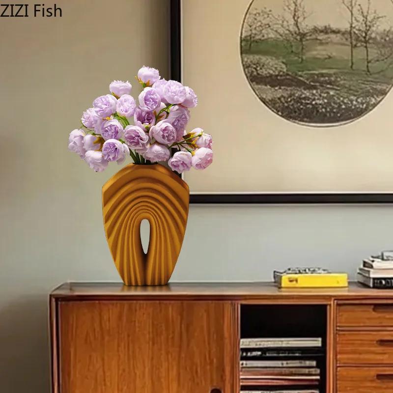 Creative StackedCeramic Vase Modern Geometric Plant Pots Table Decoration Flowers Arrangement Floral Vases Room Aesthetic Decor