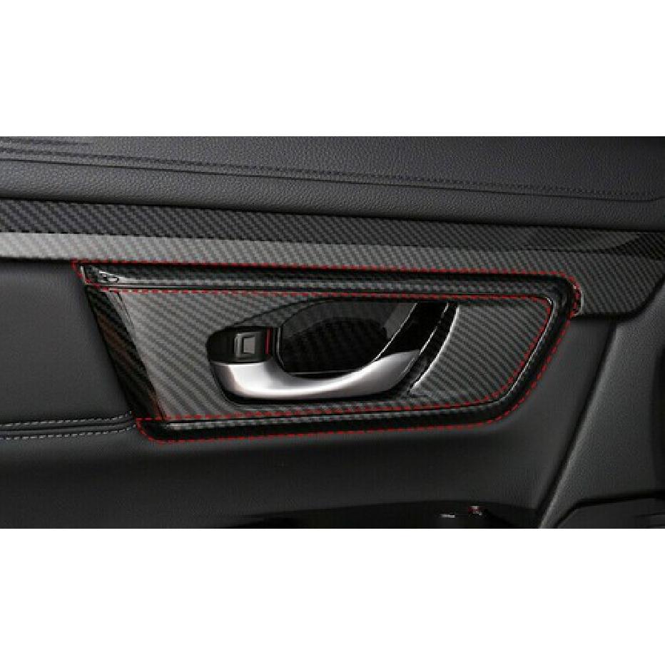 For Honda CRV CR-V 2017- Carbon Fiber Inner Door Handle Lock Cover Decor 4*