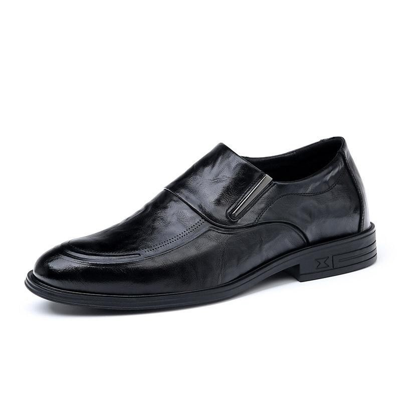Men's Leather Shoes Spring New Dress Business Inner Heightening Shoes Breathable Heightening Soft Leather Casual Groom Wedding Shoes Men