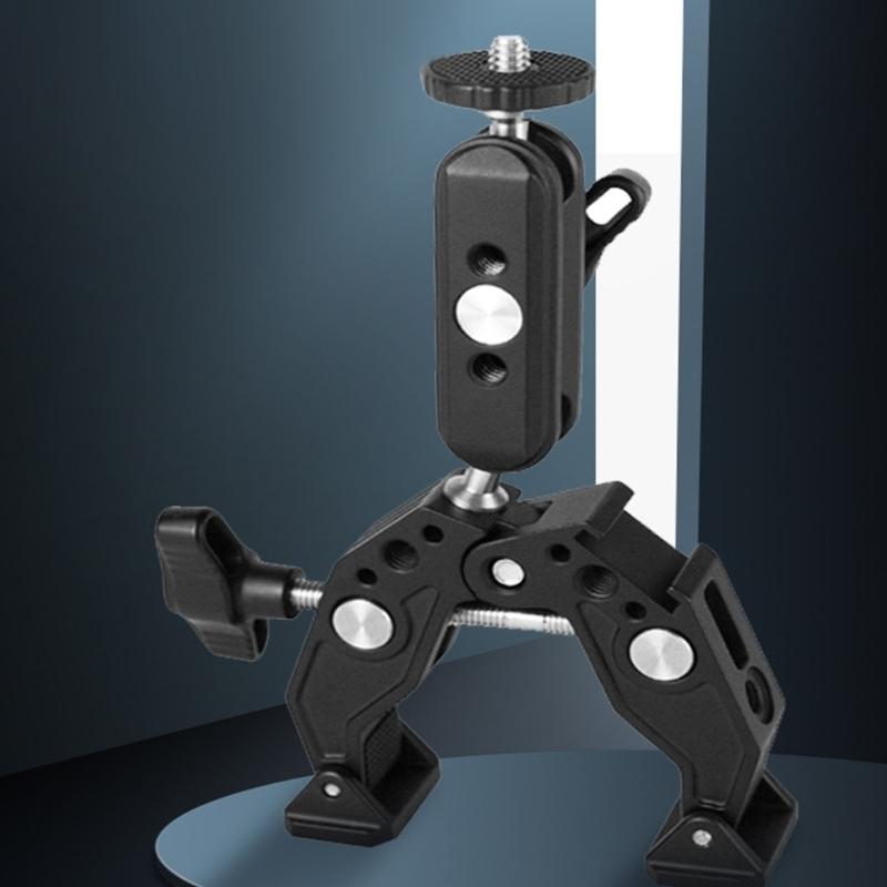 Universal Aluminum Alloy Rotating Clamp with 360 Swivels Ball Head Camera Mount Adapter Fit Tripods Rod Crossbars Gimbals Systems