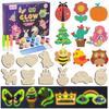 Ímãs de Madeira DIY Kit de Artesanato em Madeira para Crianças Brilham no Escuro, Kit de Pintura de Materiais de Arte, Lembrancinhas Divertidas para Festas de Presentes de Natal