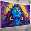 Abstract Shiva Wall Hanging with Meditative Pose, Om Symbol, and Golden Sun Halo