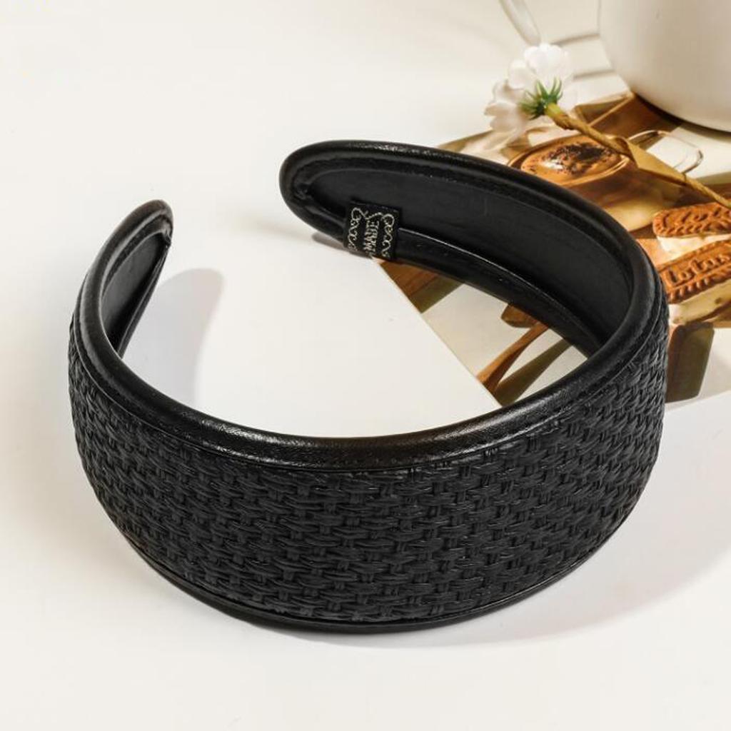 PROLY New Fashion Headband For Women Wide Side PU Leather Hairband Solid Color Turban Summer Travel Party Hair Accessories
