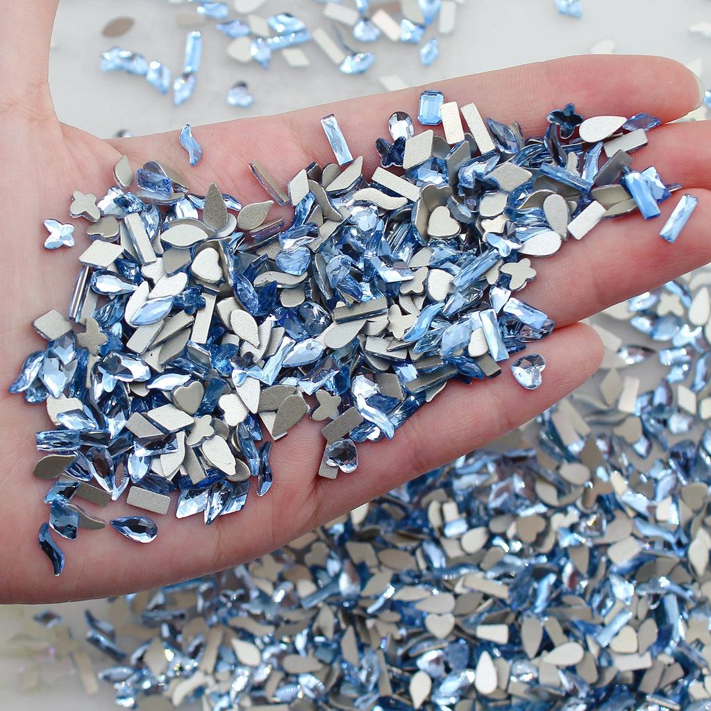 Yiwu Nail Art Diamond Mixed Mini Small Nail Art Flat Bottom Special-Shaped Diamond Mixed K9 Champagne Nail Art Jewelry