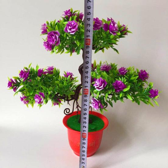 Künstliche Rosen-Blumen-Gast-Gruß-Kiefer-Blumentopf-Zuhause-Desktop-Büro-Dekor