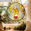 2D Flat Blessed Virgin Mary Stained Glass Suncatcher, 6.3/7.87 Inch Holy Virgin Mary with Sacred Heart Stained Glass Ornament, Christian Window