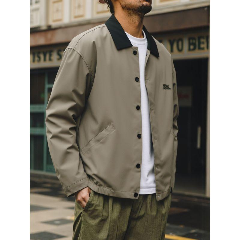 American Retro Barn-Style Lapel Coach Jacket for Men, Spring and Autumn Old Money Style Top, Export Men's Casual Outerwear