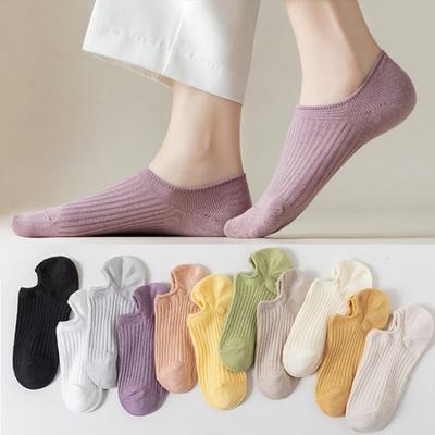 Damensocken, ultradünn, Marshmallow-Farbe, Damensocken, flacher, einfarbiger Absatz, rutschfeste Bootssocken