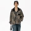 Women's Vintage Short Windbreaker Jacket Autumn 2024 Luxury Brand Cotton Leopard Denim Jackets for Woman Women's Autumn Clothes