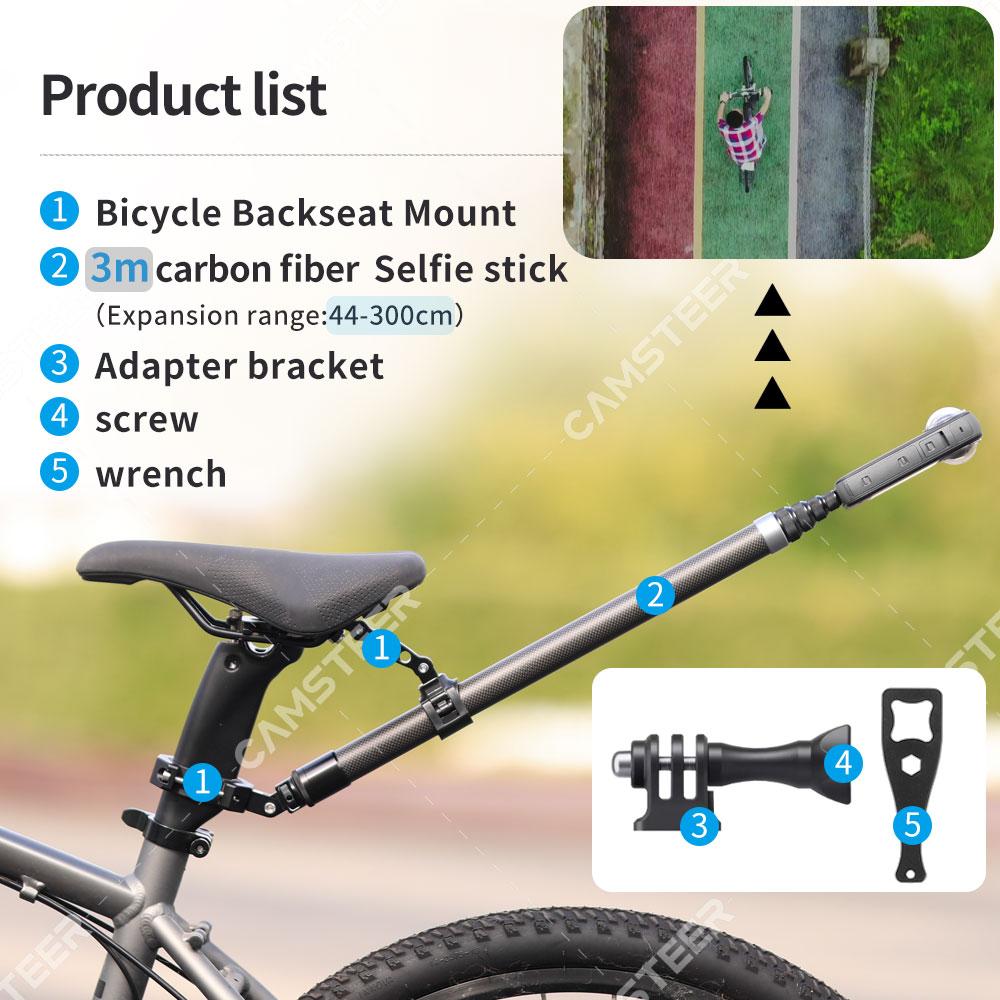 Camsteer Bicycle Backseat Mount 3rd Person View GoPro 13 12 Camera Brackets for Insta360 X5 X4 AcePro DJI Osmo360 Action 6 5Pro