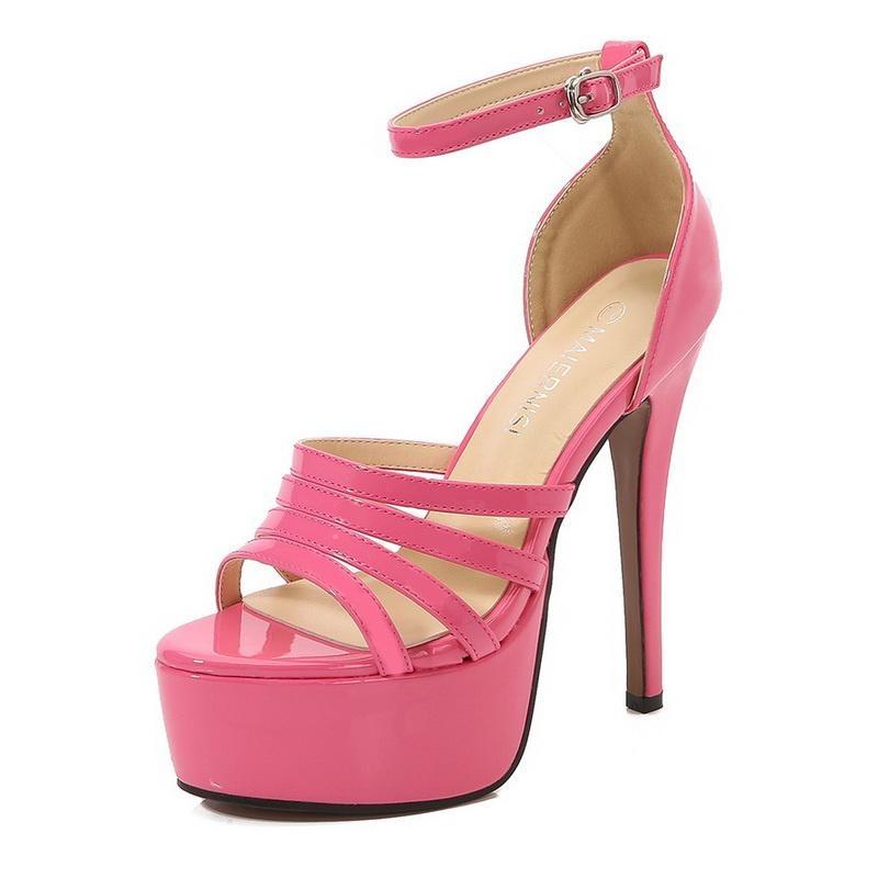 

Women Round Toe Buckle Strap Platform High Heel Sandals for Office Nightclub Party Wedding Princess Model Catwalk Show Size35-46 39 персиковий