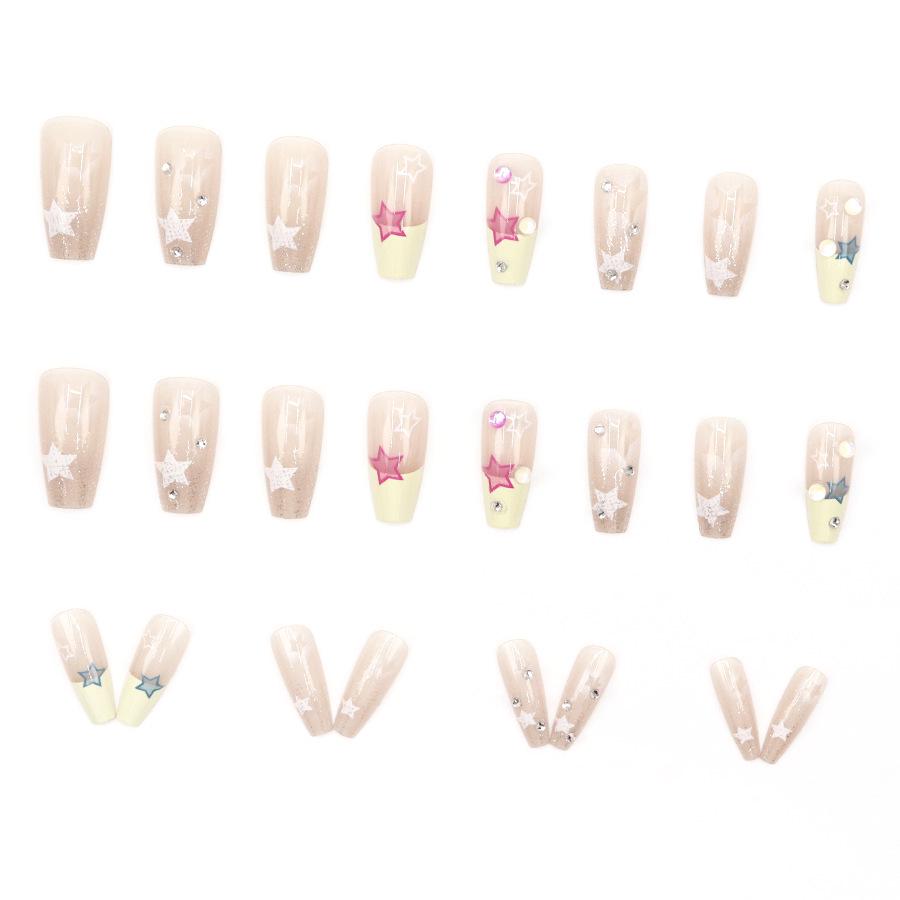 French Star Long-Lasting Sparkle Manicure: 24 Detachable Cute Nails