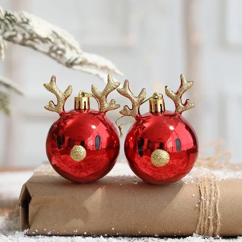 2Pcs/set Christmas Tree Ornaments Xmas Elk Decorations Ceiling Pendants Hanging Christmas Balls Cute Deer Head Decorations
