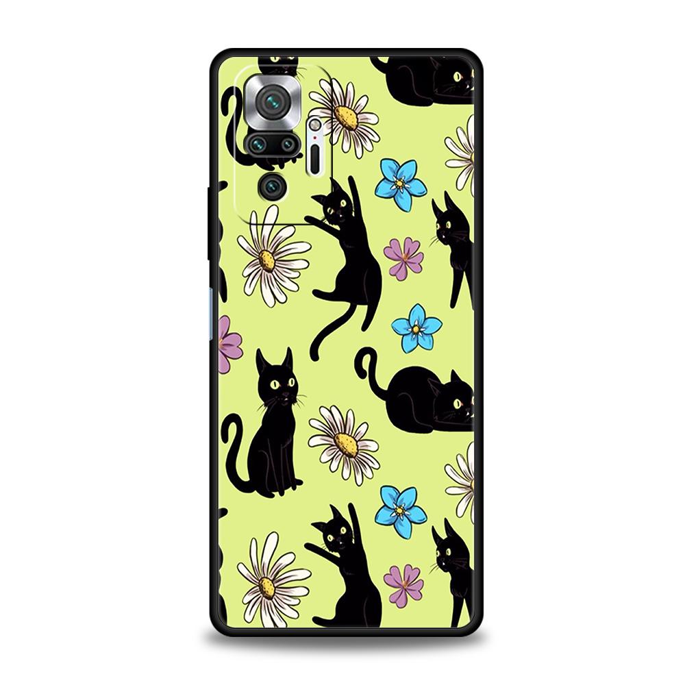 

Милый чехол для телефона с рисунком черного кота для Xiaomi Redmi Note 12 5G 10C 10 11 9 8 Pro Plus 9S 7 8T 9T 9A 8A 9C K50 K40 игровой чехол Redmi Note 12Pro 5G