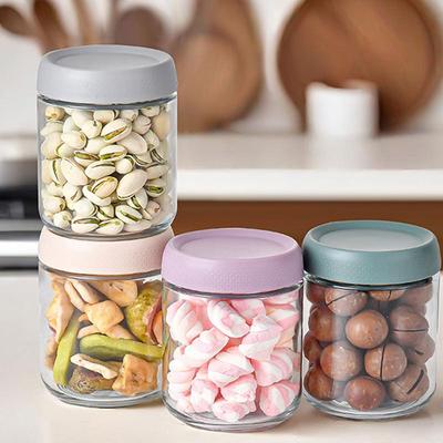 Glass Yogurt Jars With Lids 4-Pieces Sealed Wide-Mouthed Food Containers Sealing Overnight Freezer Storage Box For Yogurt
