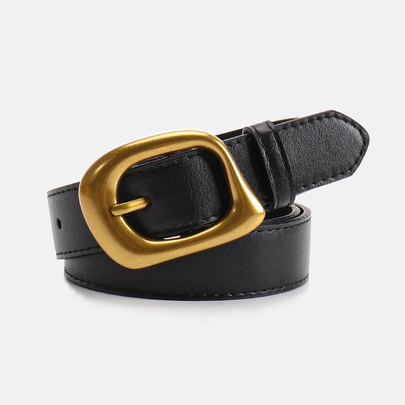 Color Solid Simple Belt With Irregular Square Needle Buckle Design For Use Daily