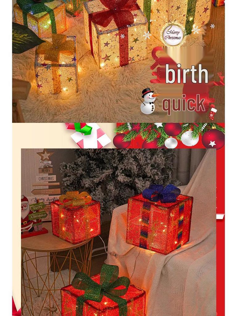 Christmas Gift Box Set: 3-Piece Fairy Light Decorations for Birthday Parties and Ornaments
