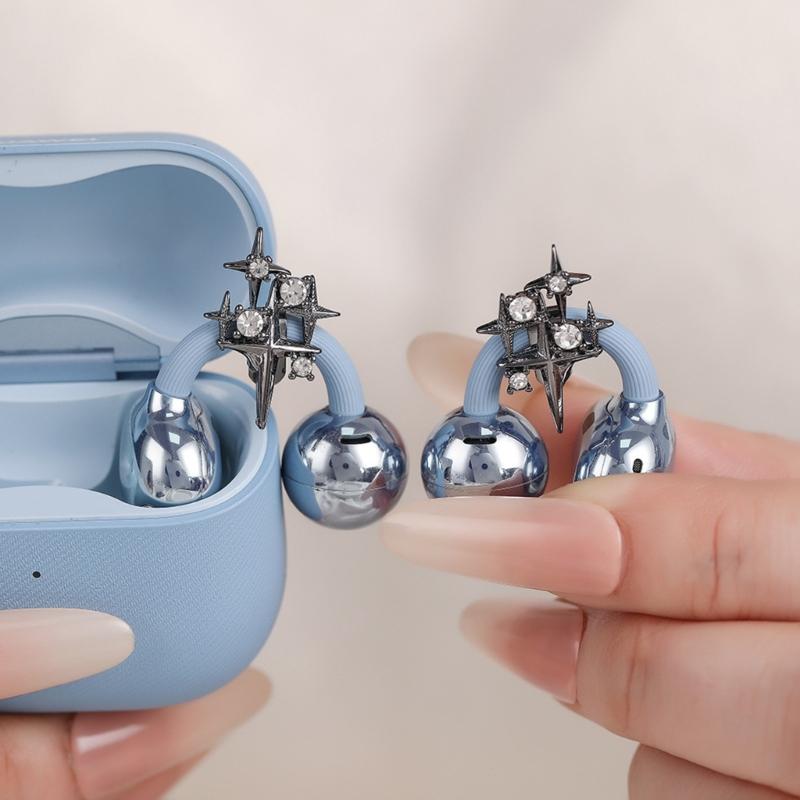 Star Earphone Clips Full Zircons Studded Crystal Designs Accessories Easy Installation for Decorations