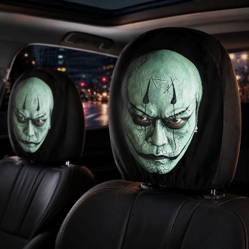 2 Stuks Spook Auto Hoofdsteunhoezen 2D Stretch Nekkussenhoes Donkere Stijl Hoofdsteunhoezen Universele Pasvorm