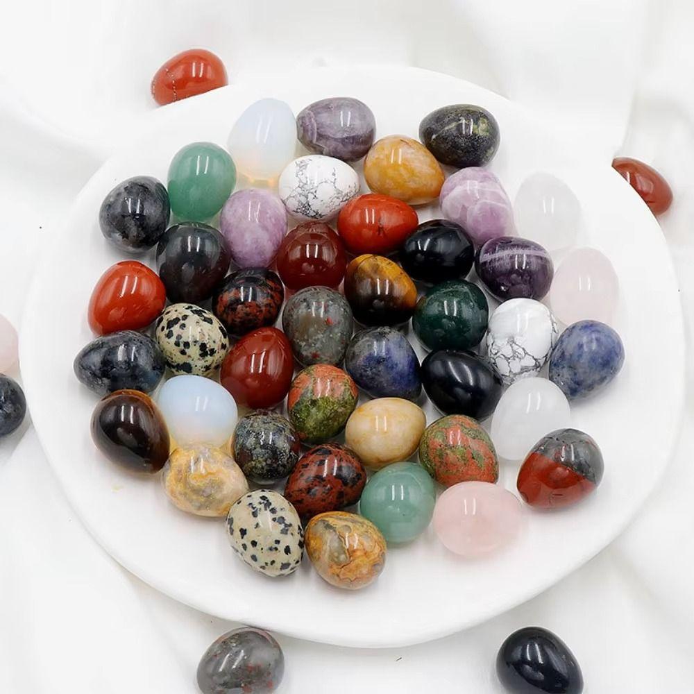 10Pcs Natural Polished Stone Egg Crystal Large Stone Polished Mineral Egg Palm Chakra Egg Creative Home Decoration Gifts
