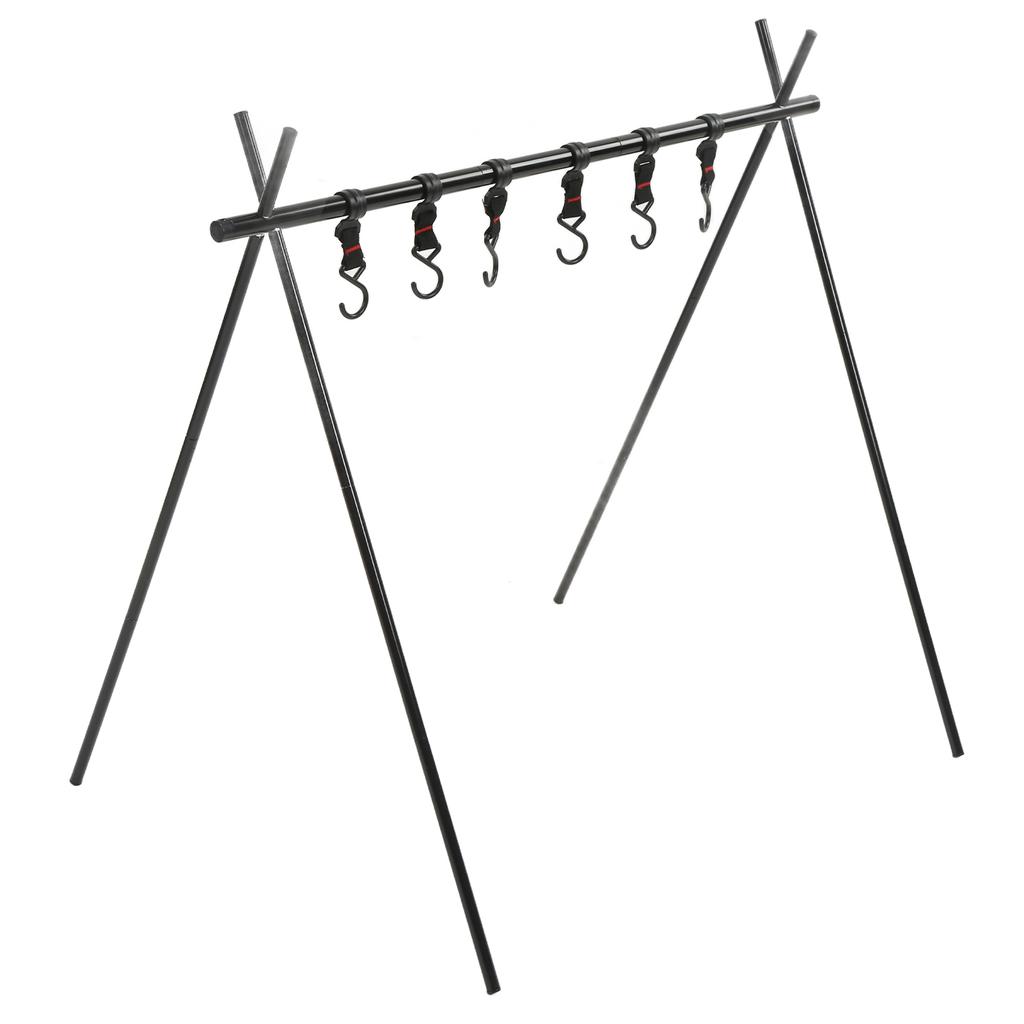 Camping Hanging Rack 6kg Load Bearing Aluminum Alloy Hanging Rack Portable Cookware Hanging Rack Camping with 6 Hook