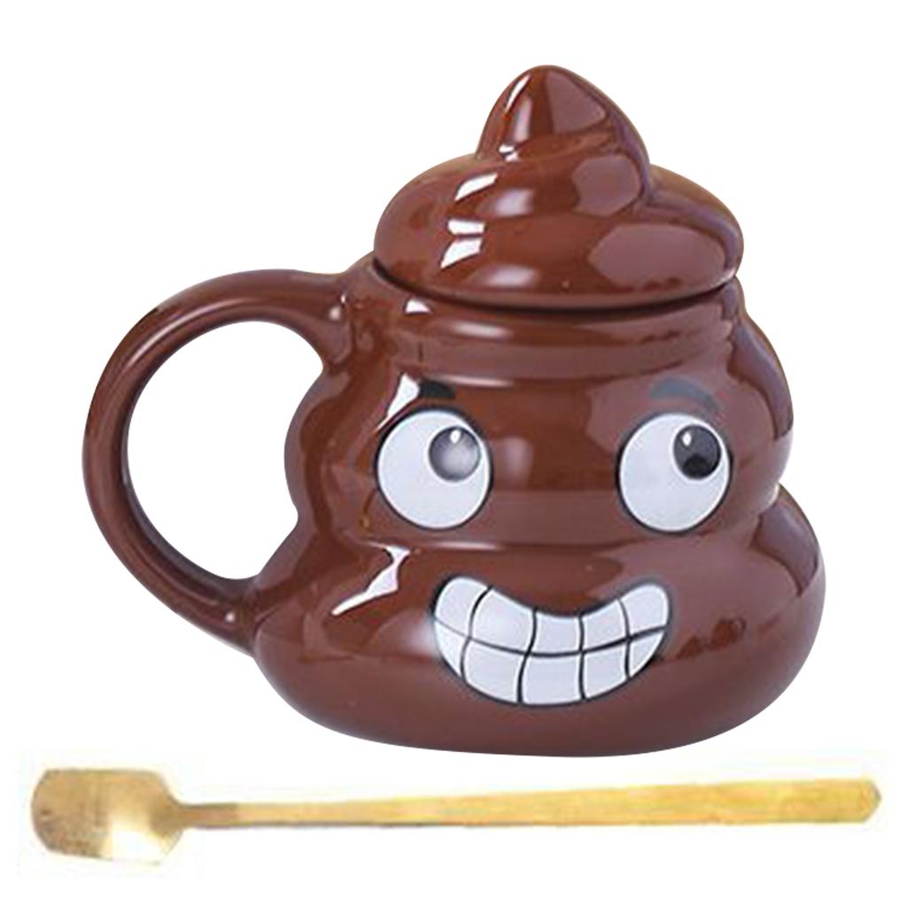 Creative Prank Ceramic Mugs,Personalized Coffee Cup with Spoon for Birthday Gifts,480ml Funny Poop Water Cup for Christmas Gift