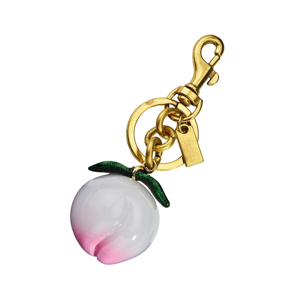 Cute Peach Shaped Keychain Alloy Resin Key Ring Accessory Decorative Bag Hanging Decoration Gift for Women Girls