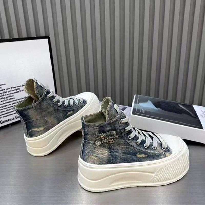 Fashion Platform High Top Shoes Women's 2025 New Small Heightened Casual Canvas Shoes