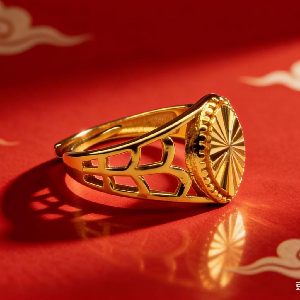 Sunflower Sand Gold Fire-Baked Wedding Ring: Classic Versatile Design with Matching Inner and Outer Colors