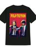 Pulp Fiction Print Black Tee Casual Crew Neck TShirt Colorful Daily Print Cotton T Shirt Casual Loose Graphic Tee Unisex