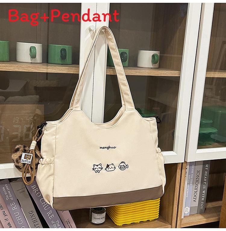Simple Leather Trim Tote Bag For Women With Zipper Closure And Inner Phone Pocket For Daily Use
