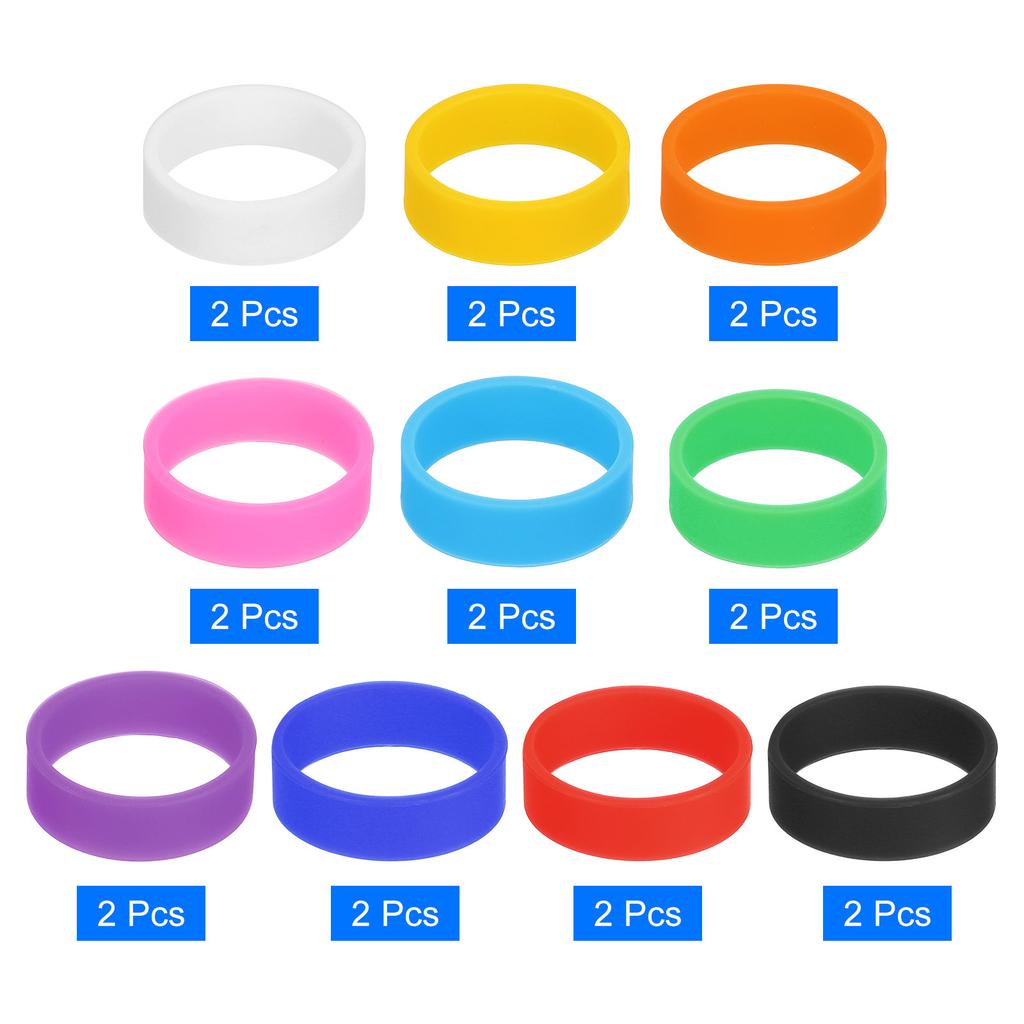 20Pcs Silicone Rubber Bands 20x7mm Silicone Elastic Bands Cable Ties 10 Colors